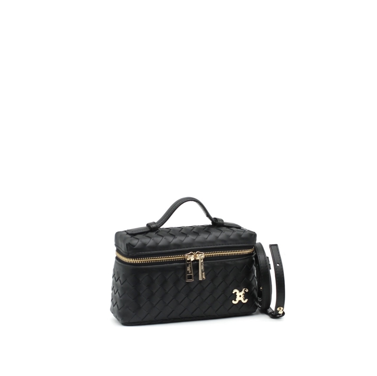 Screenshot Structured Woven Mini Bag Black – Box Design - Image 1